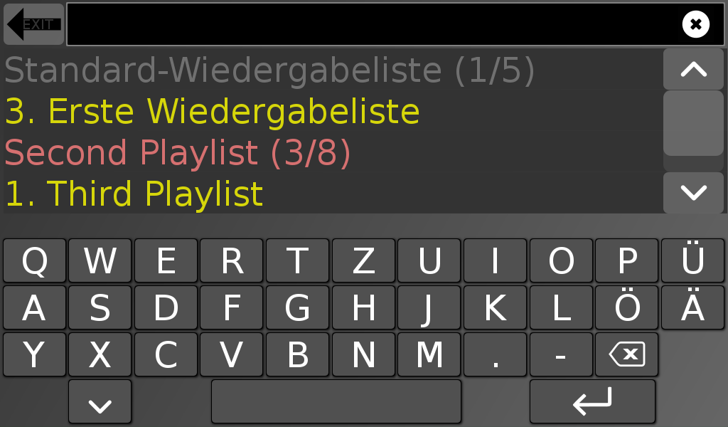 Liste der Wiedergabelisten mit ausgewählten Stücken